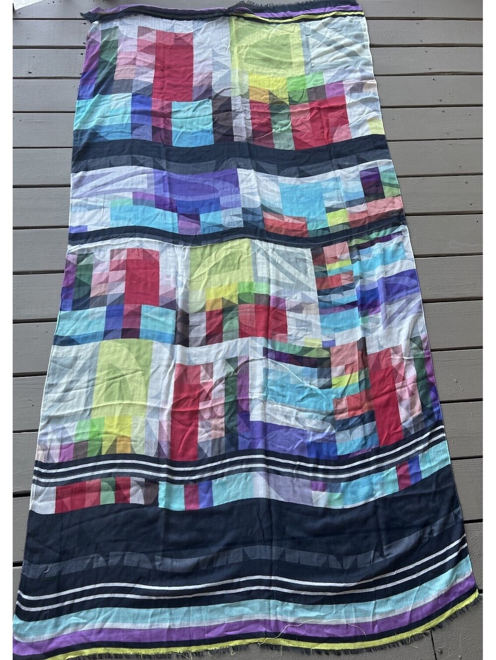 Echo Women's Large Color Block  Wrap Scarf Multi-Colored 80”X41”